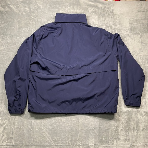 Eddie Bauer Men Navy Yellow Full Zip Windbreaker With Hood Jacket XL Lightweight - Picture 13 of 13